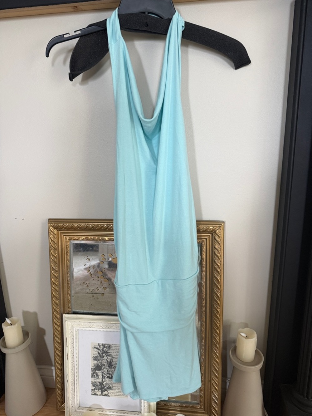 Free People Aqua Backless Halter Dress
